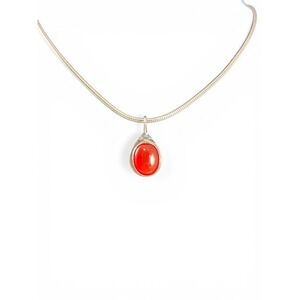 Unbranded Teardrop Necklace Women OS Red Excellent 925 Sterling Silver Cabochon
